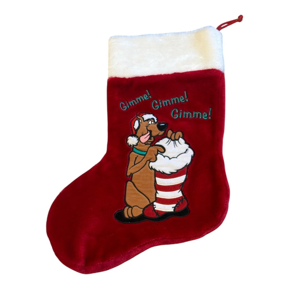 Vintage Scooby-Doo Christmas Stocking Red Plush Gimme Gimme Gimme 18 Inch